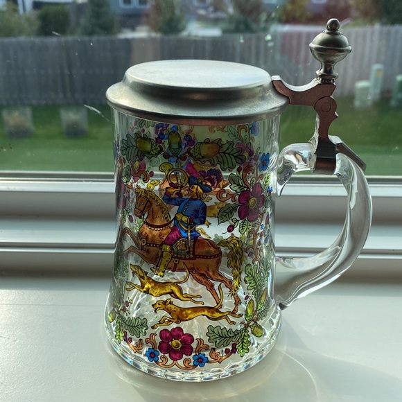 Other - Colorful Vintage German Floral Glass Beer Stein!